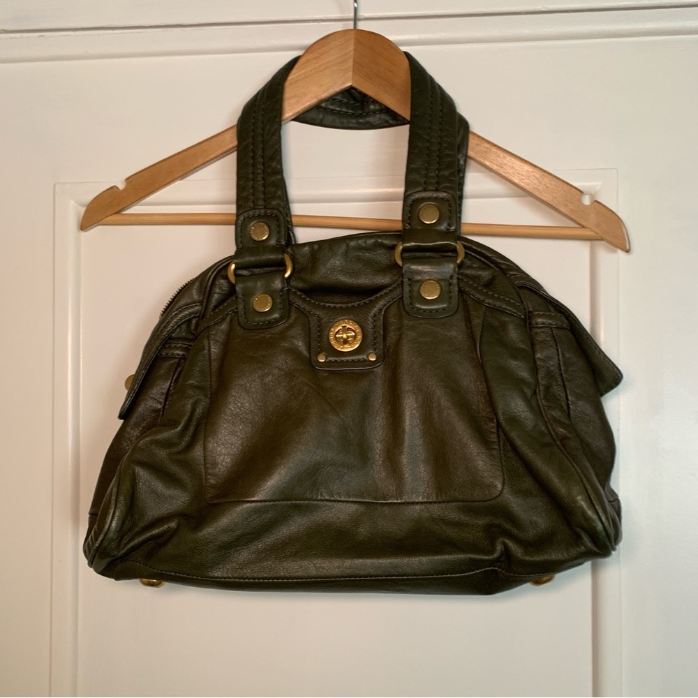 Marc By Marc Jacobs Green Satchel with Metallic Hardware